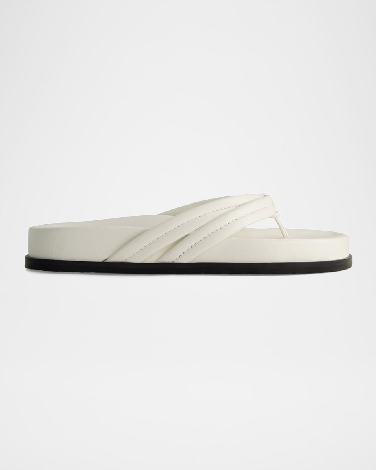 Bernardo Miami Sporty Leather Thong Sandals In White Nappa Goat