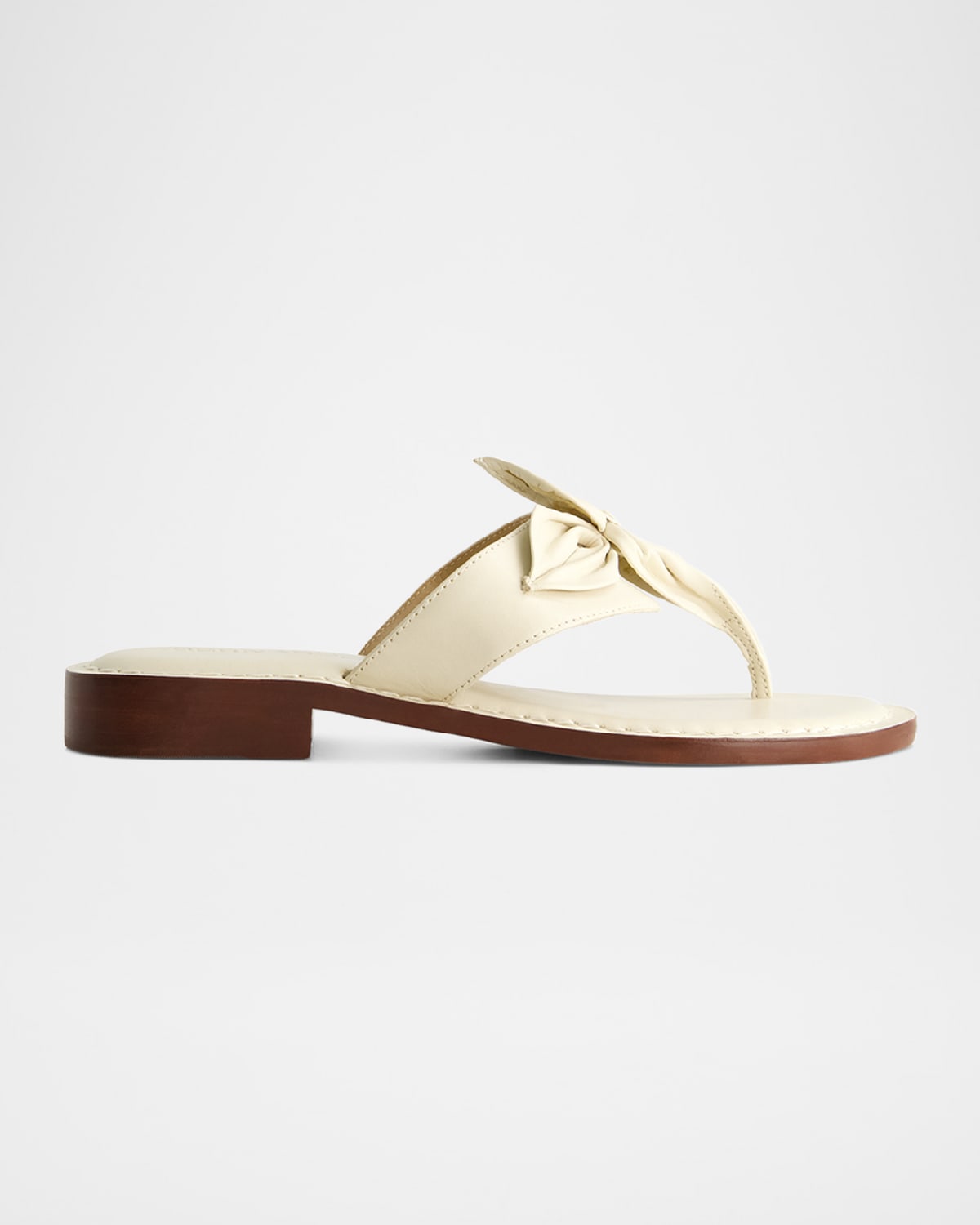 Shop Bernardo Taormina Leather Flower Thong Sandals In Eggshell Glove Leather