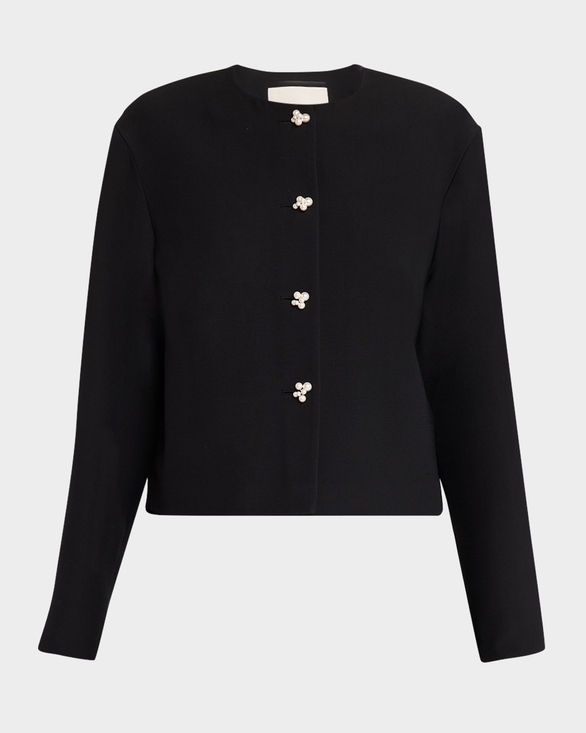 Pearlescent-Button Crewneck Jacket