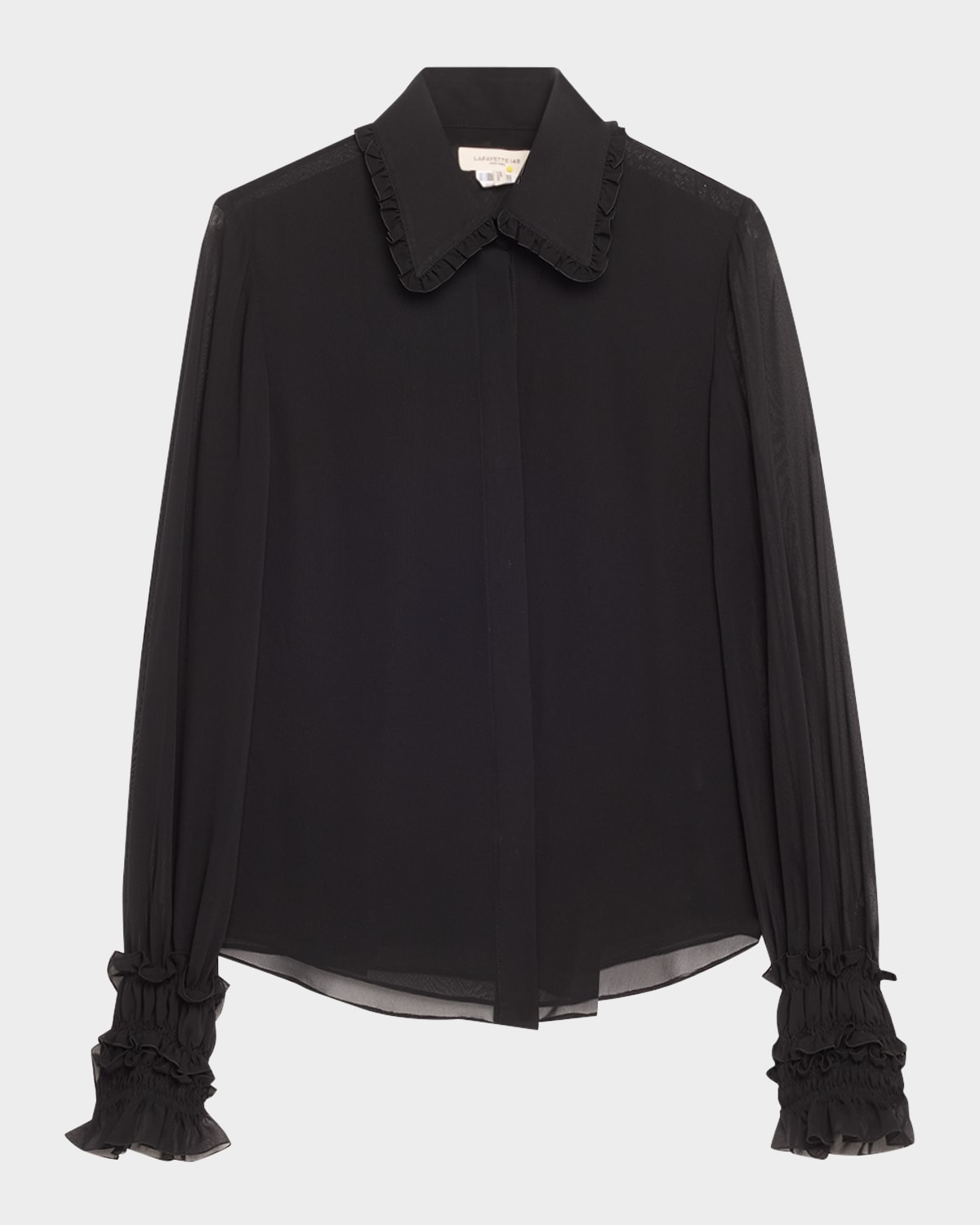 Ruffle-Trim Silk Blouse