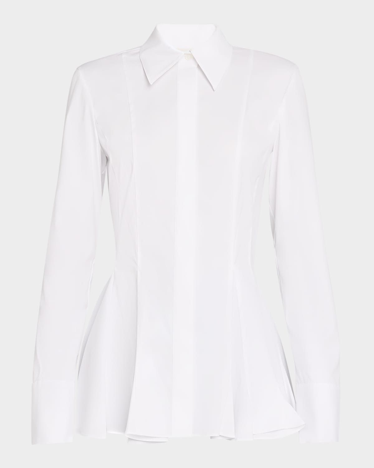 Button-Down Godet Peplum Shirt