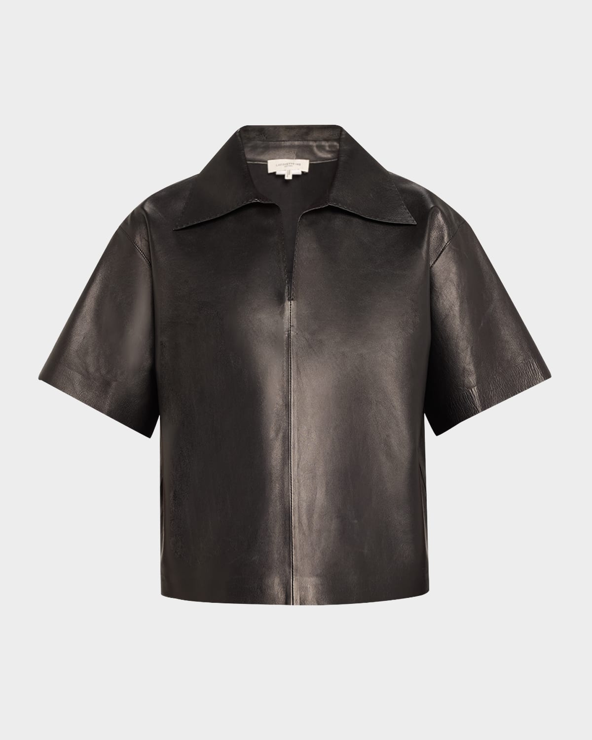 Short-Sleeve Leather Blouse