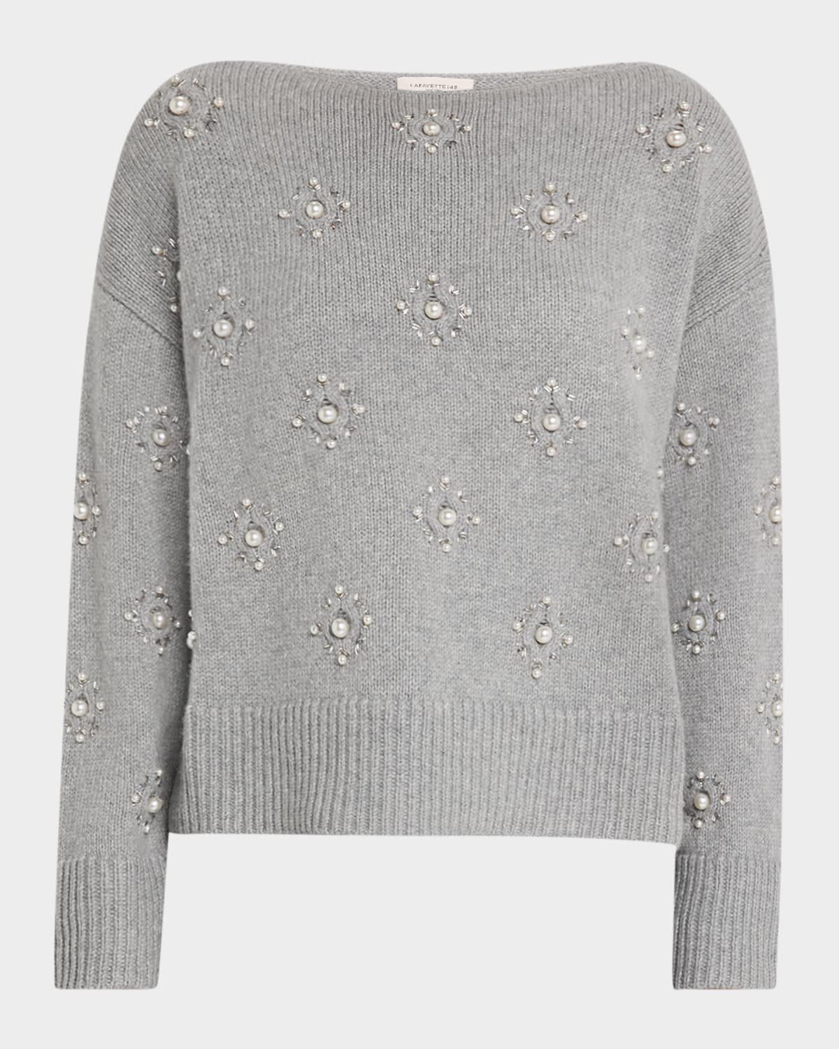 Beaded Bateau-Neck Sweater