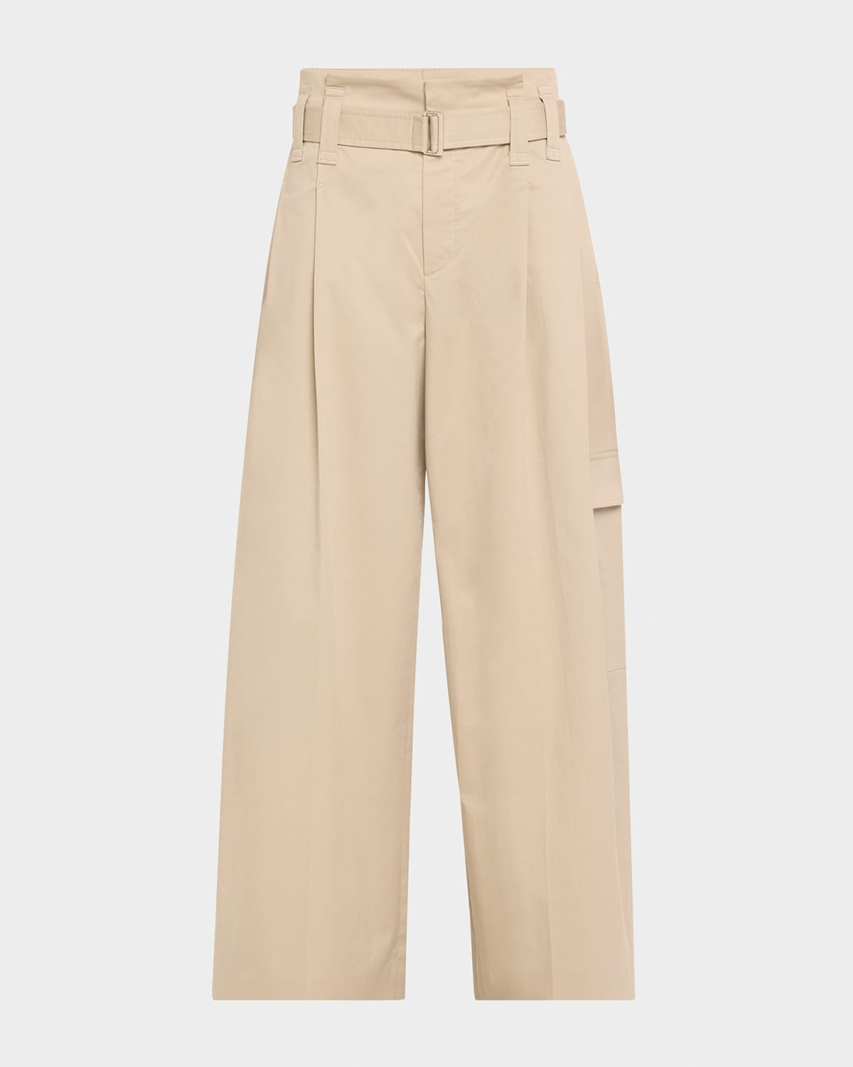 Brunello Cucinelli Pleated Cotton Gabardine Wide-leg Cargo Pants In Beige