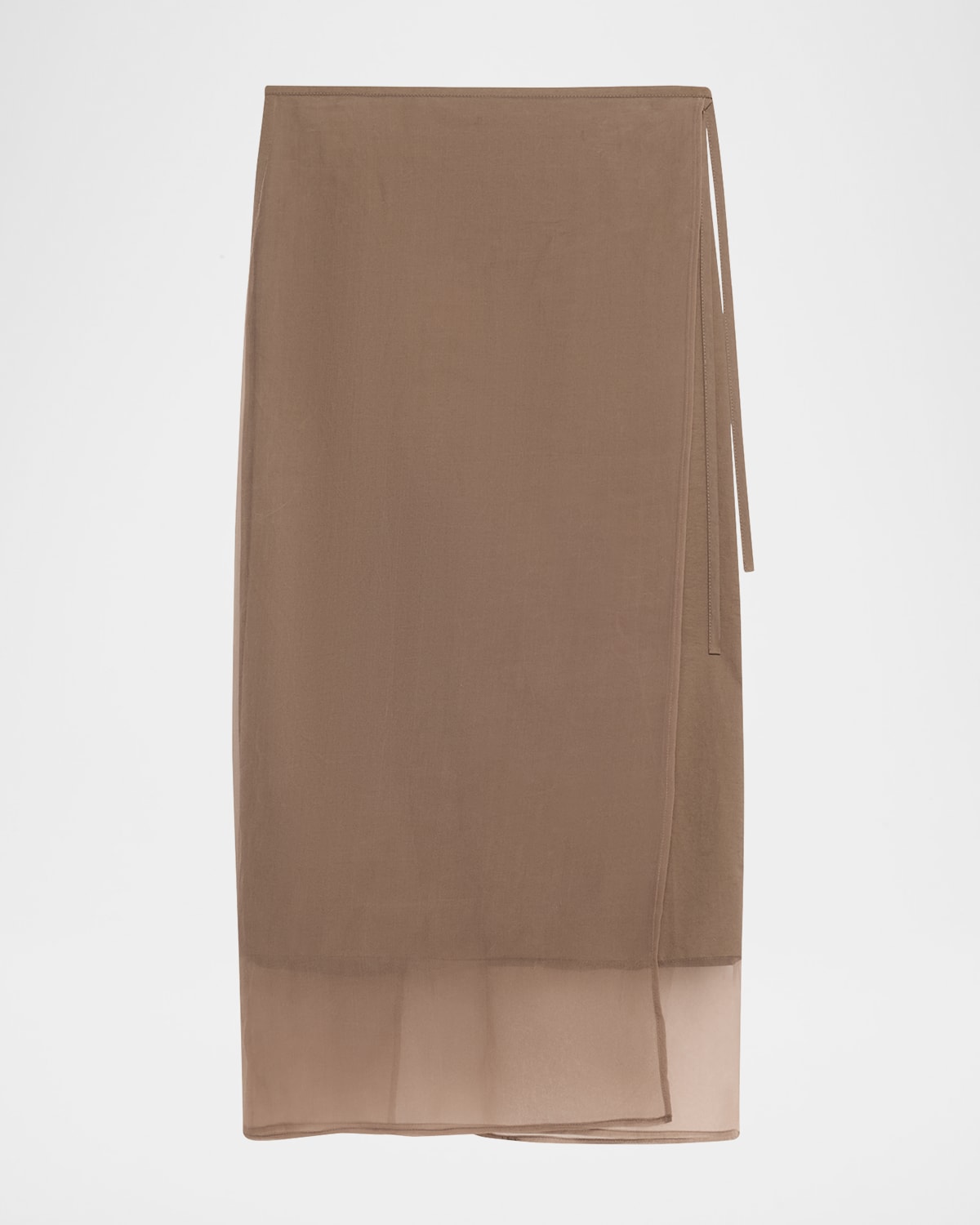 Brunello Cucinelli Crispy Cotton Midi Sarong Skirt In C8705 Chocolate