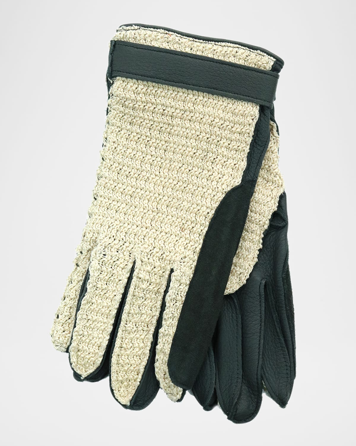 Men's Deerskin Gloves with Crochet Cotton Top