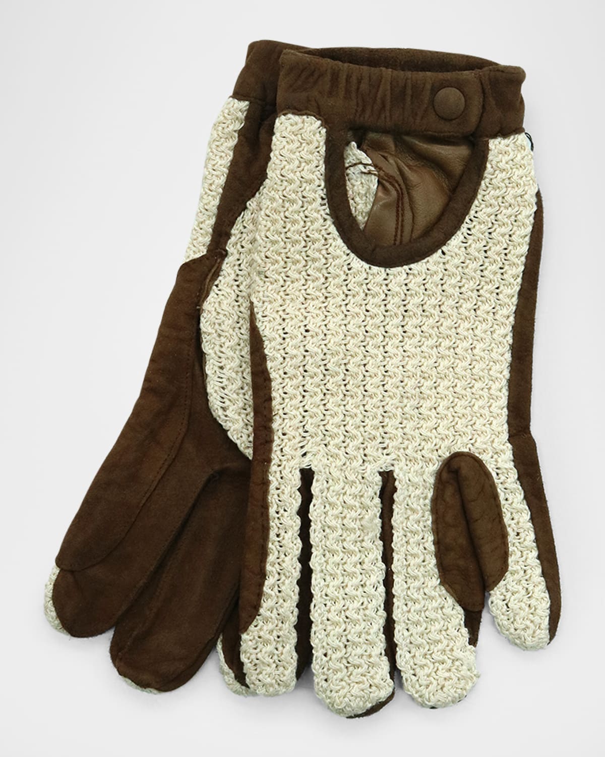 Men's Suede Gloves with Crochet Cotton Top