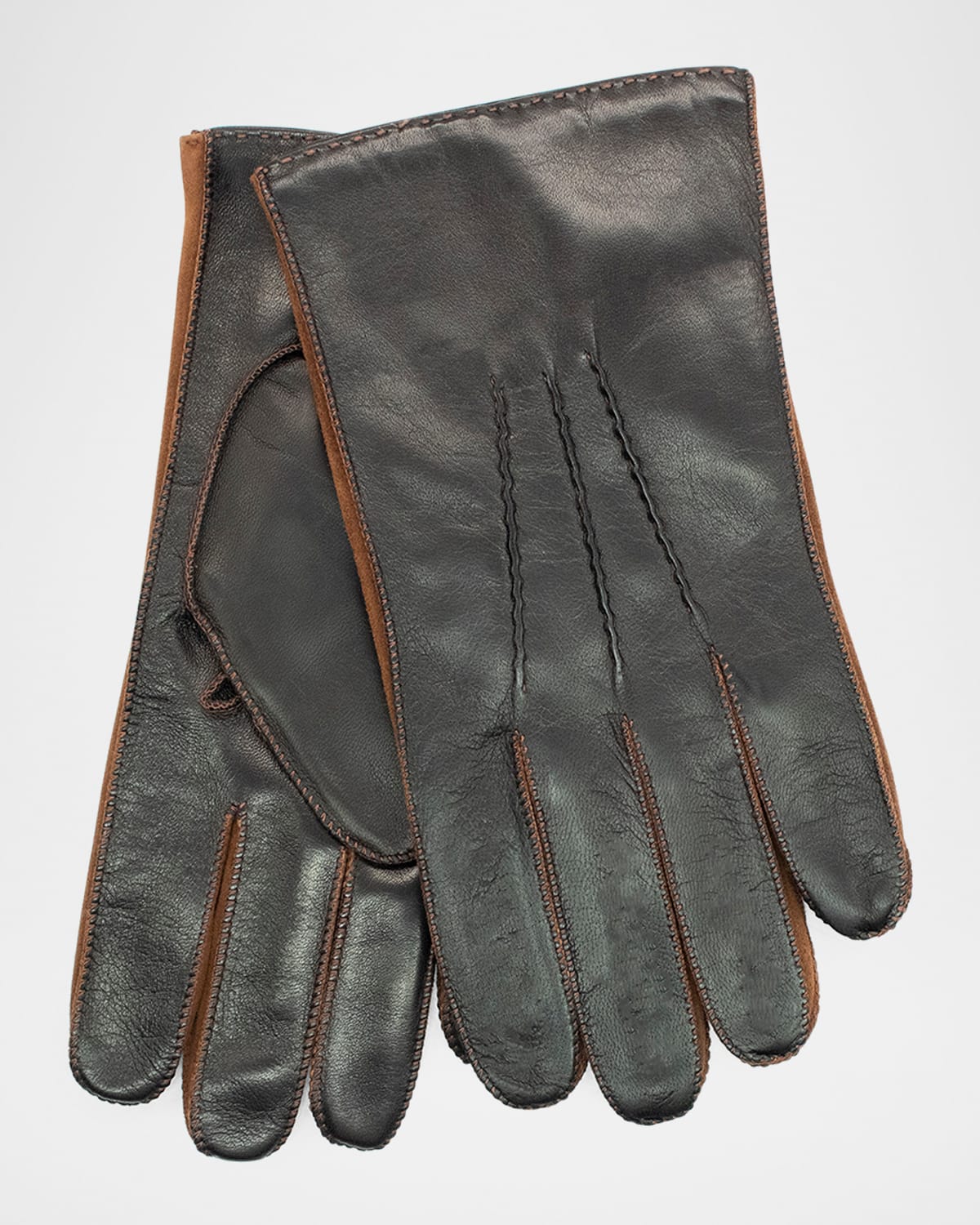 Men's Leather Gloves with Contrast Suede