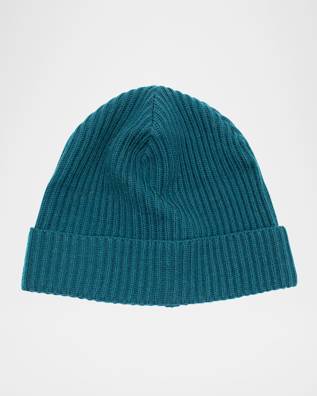 Portolano Men's Merino Wool Ribbed Beanie Hat In Petrol