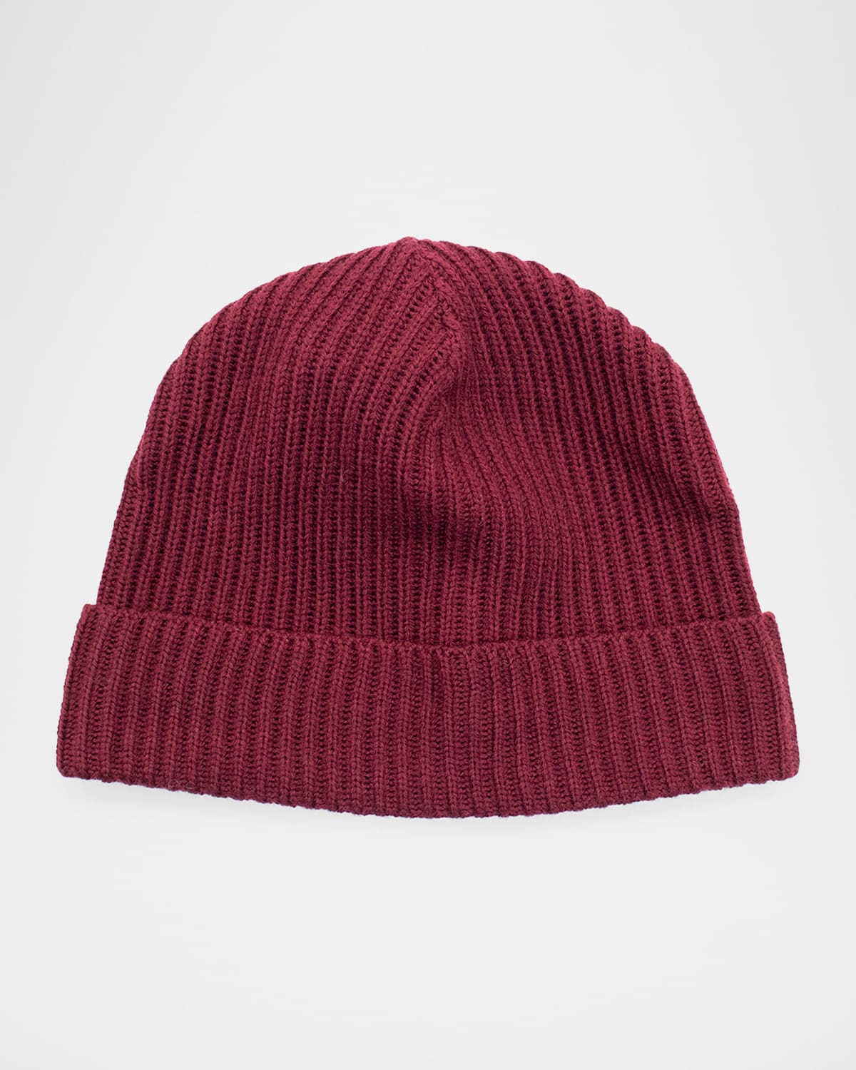 Portolano Men's Merino Wool Ribbed Beanie Hat In Merlot