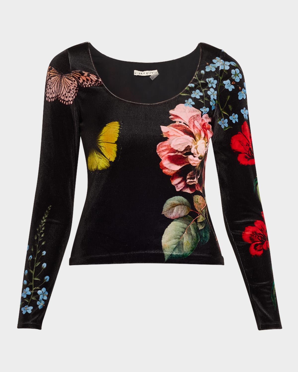 Delaina Scoop-Neck Velvet Top