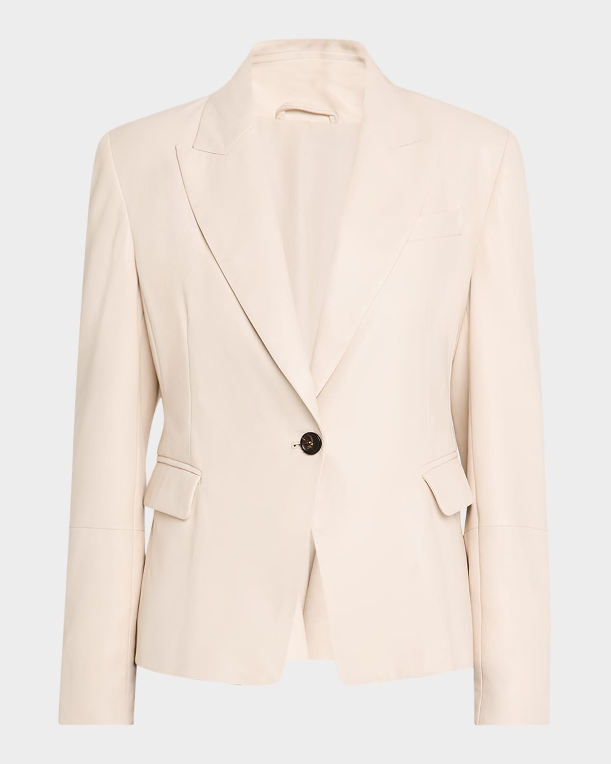 Smooth Glove Leather Single-Breasted Blazer