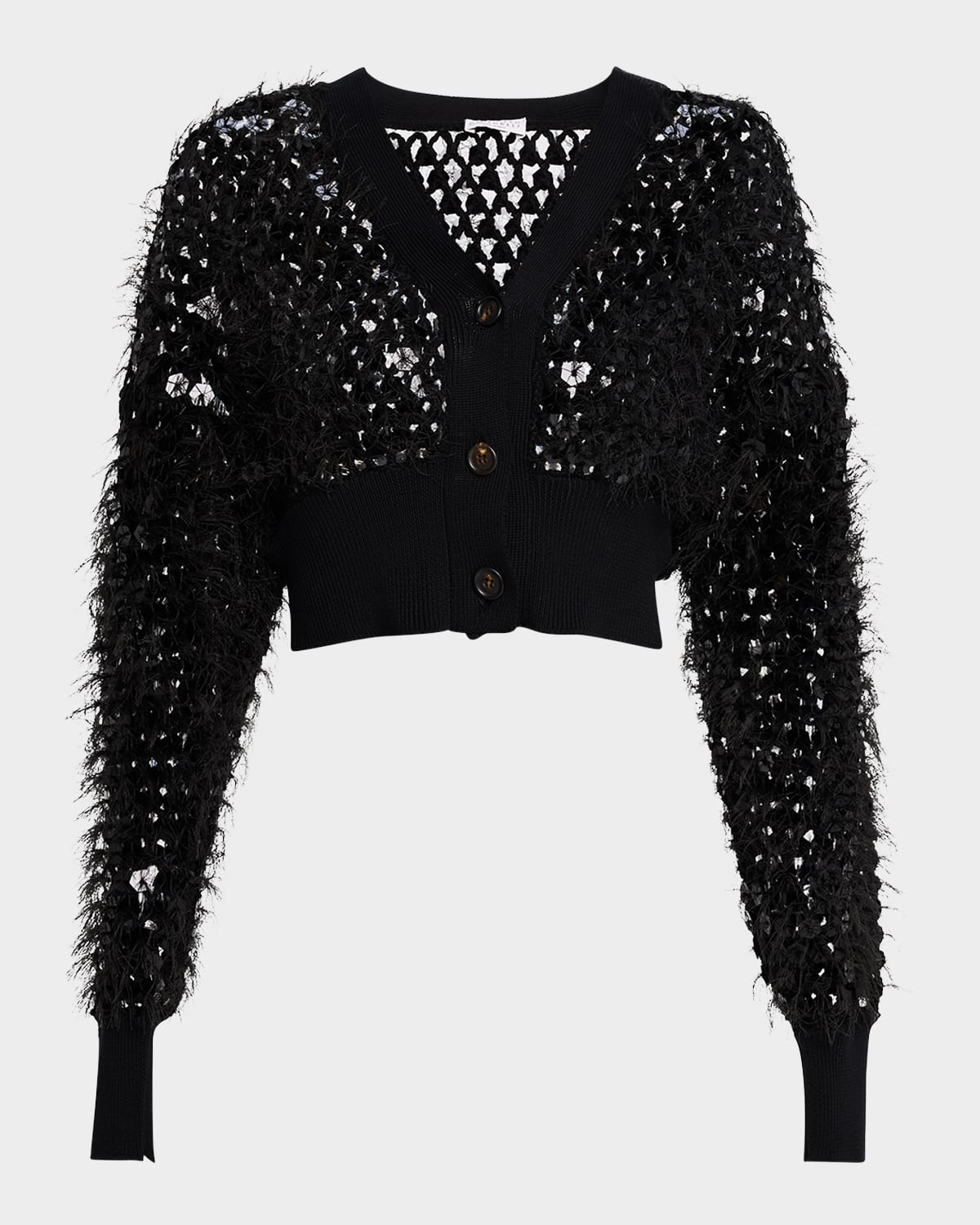 Brunello Cucinelli Mosaic 3d Net Cropped Cardigan In C101 Black
