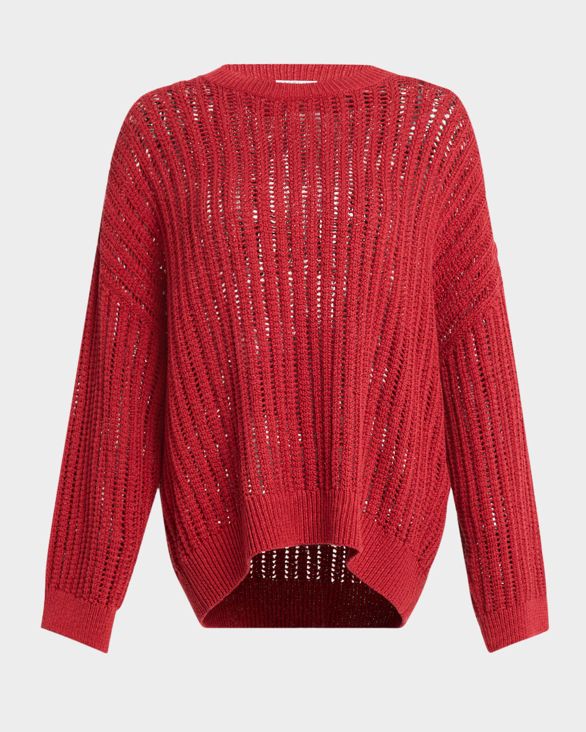 Brunello Cucinelli Ribbed Openwork Sweater In C7901 Red