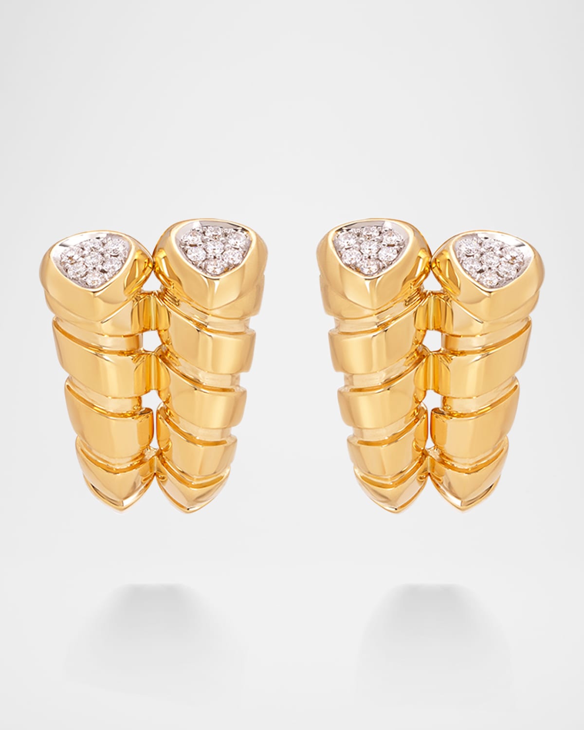 18K Yellow Gold Trisolina Diamond Cuff Earrings