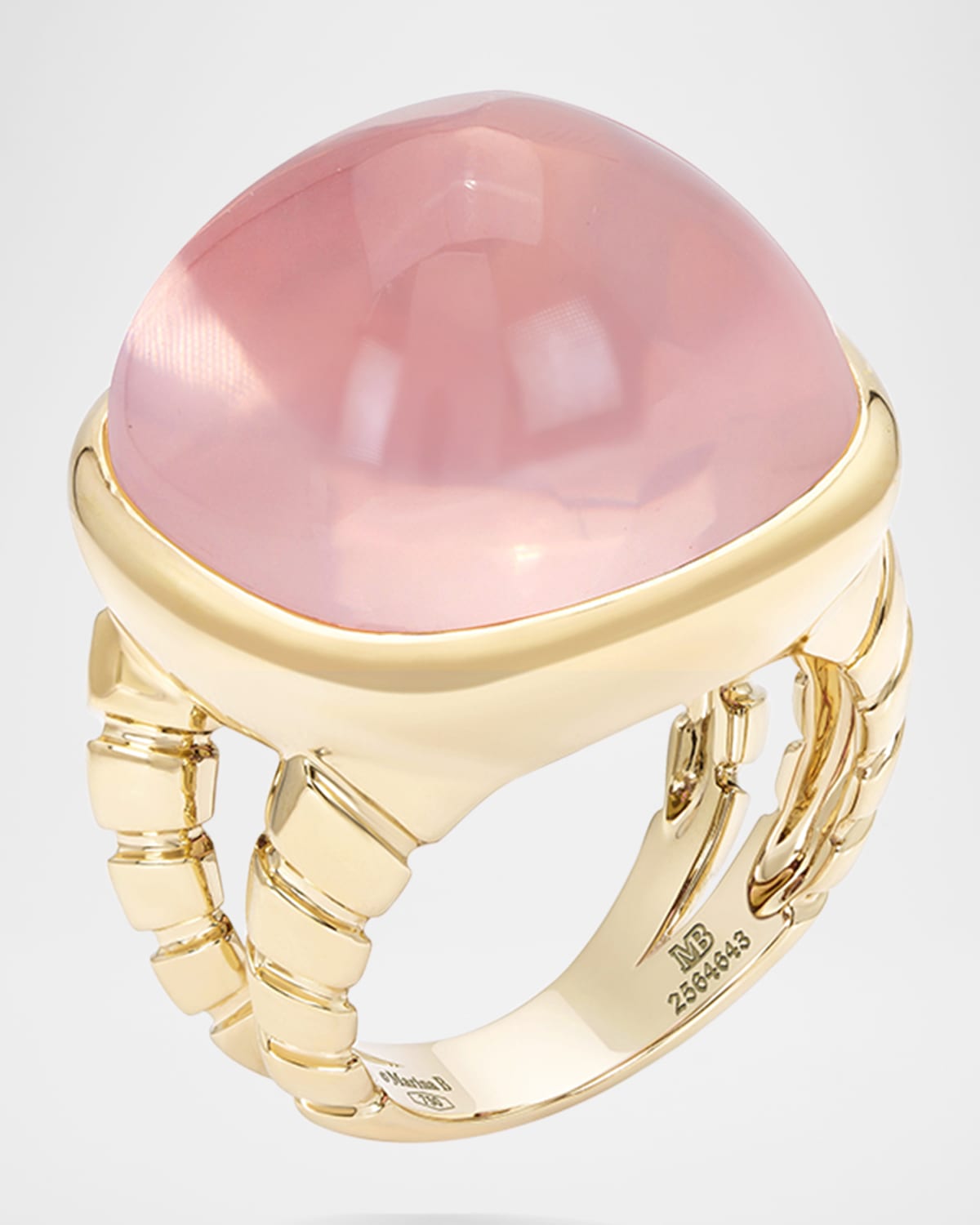 18K Yellow Gold Rose Tigella Quartz Ring, Size 6.5