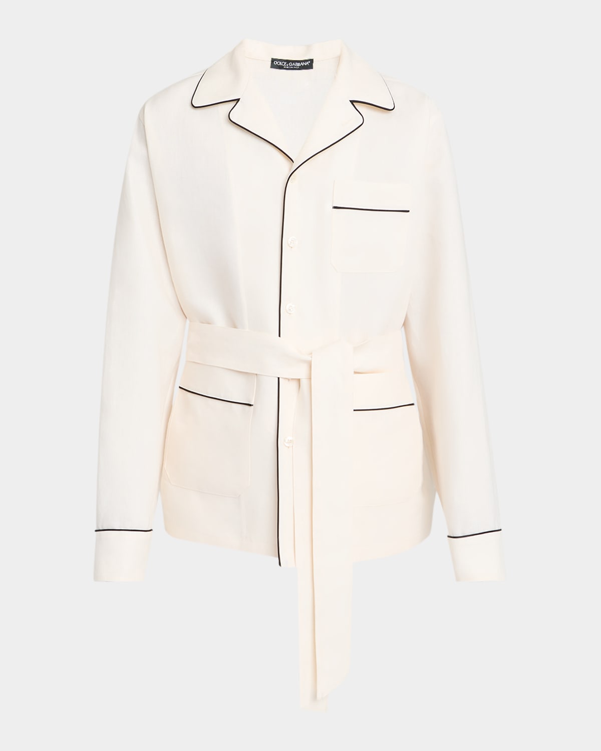 Dolce & Gabbana Linen Fabric Pajama Jacket In Natural
