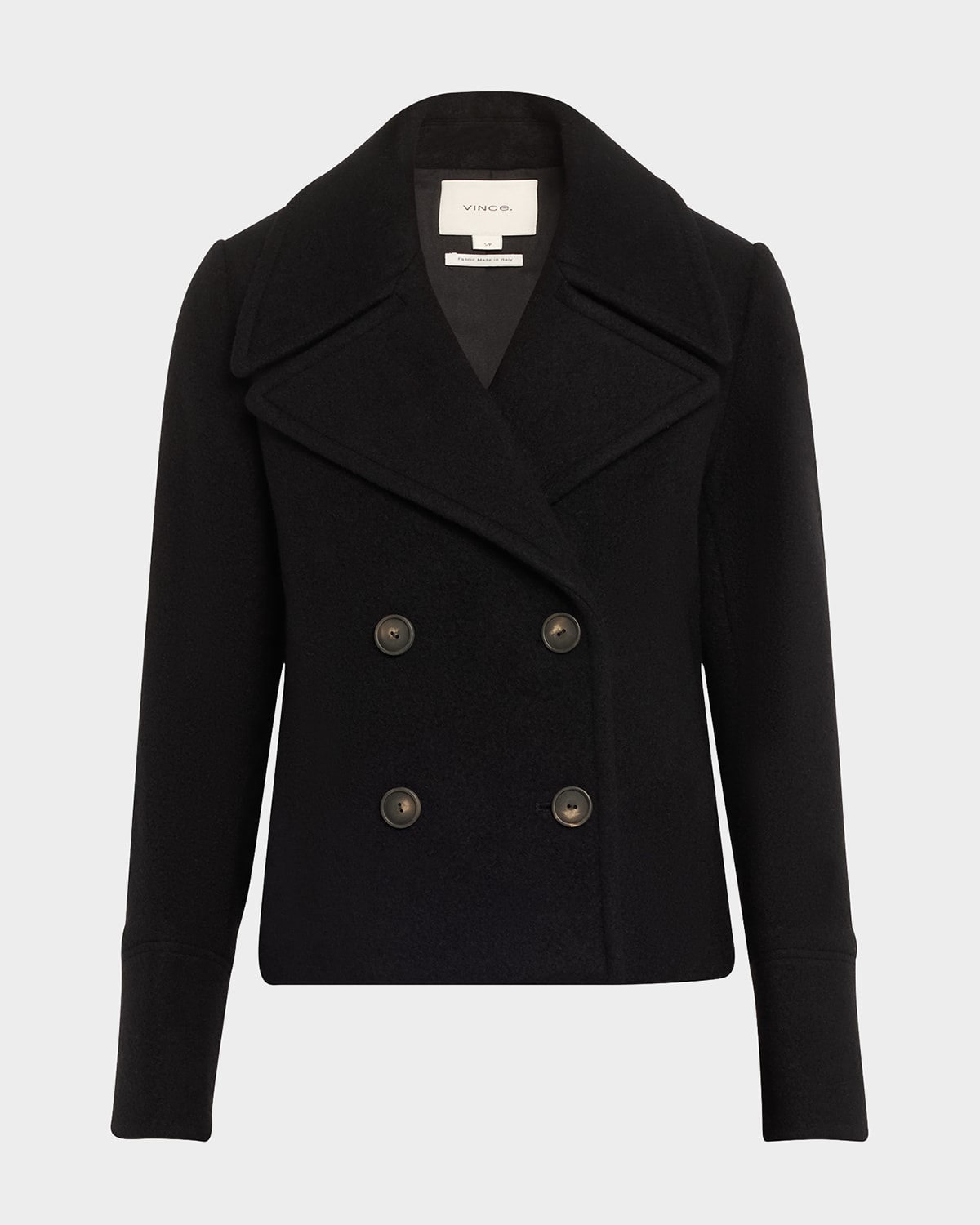 Shop Vince Cropped Wool Peacoat In Black
