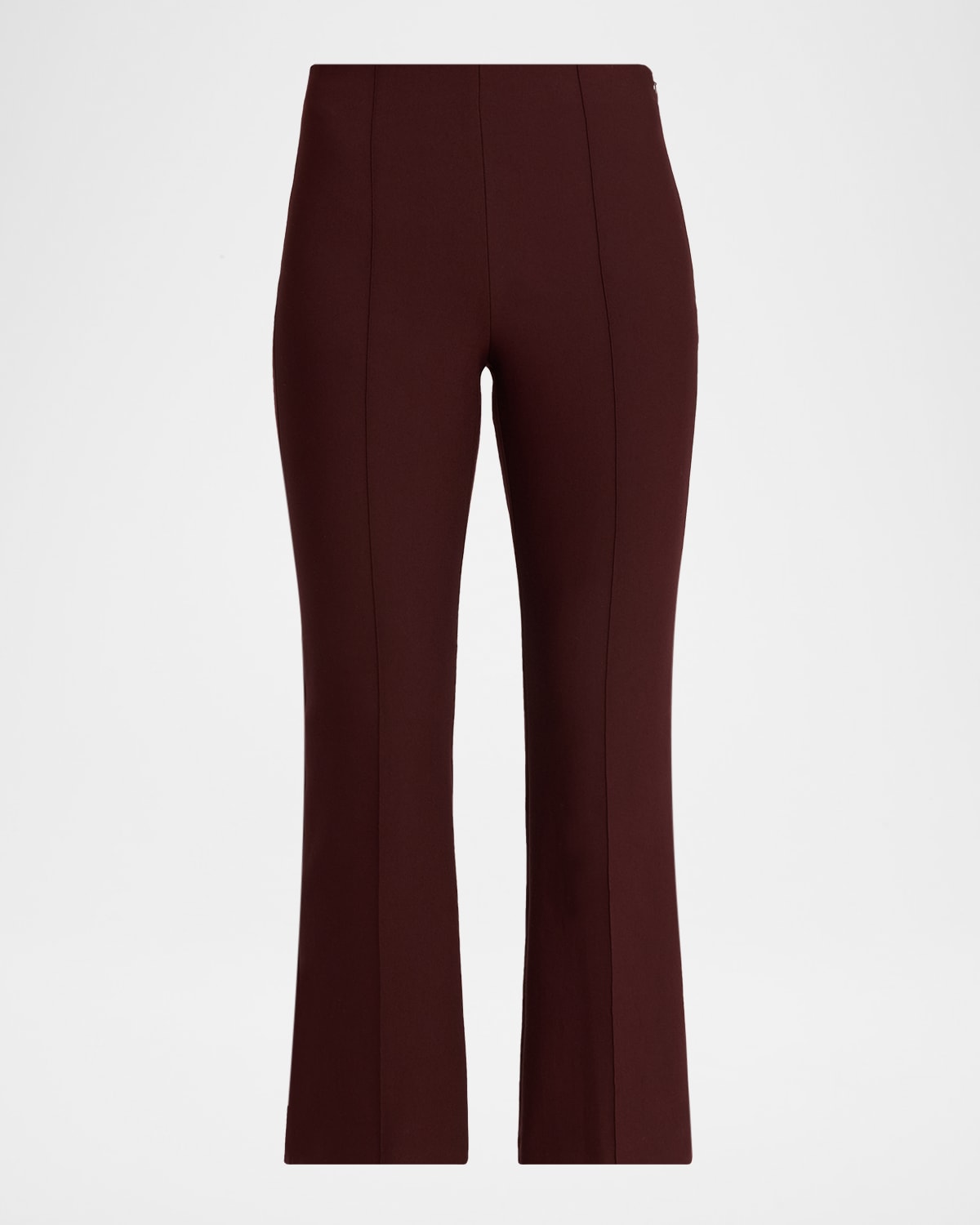Vince Cropped Flare-leg Pintuck Pants In Burgundy