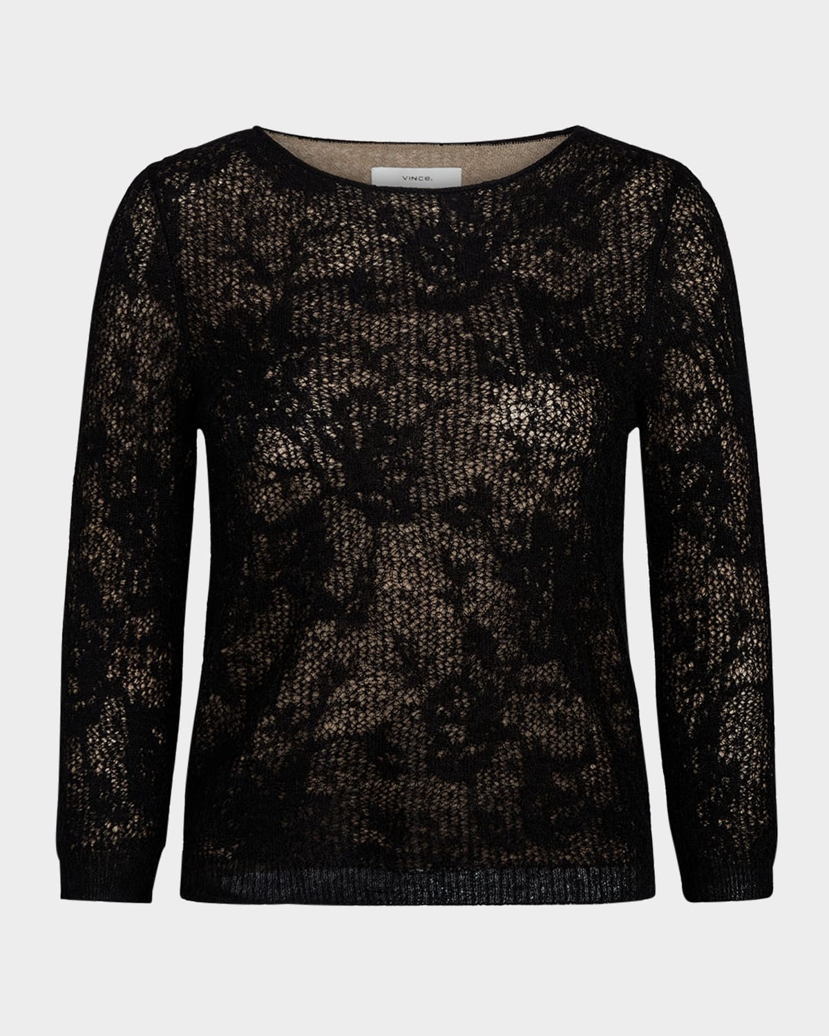 Shop Vince Lace Stitch Layered Sweater In Blackgold Cliff