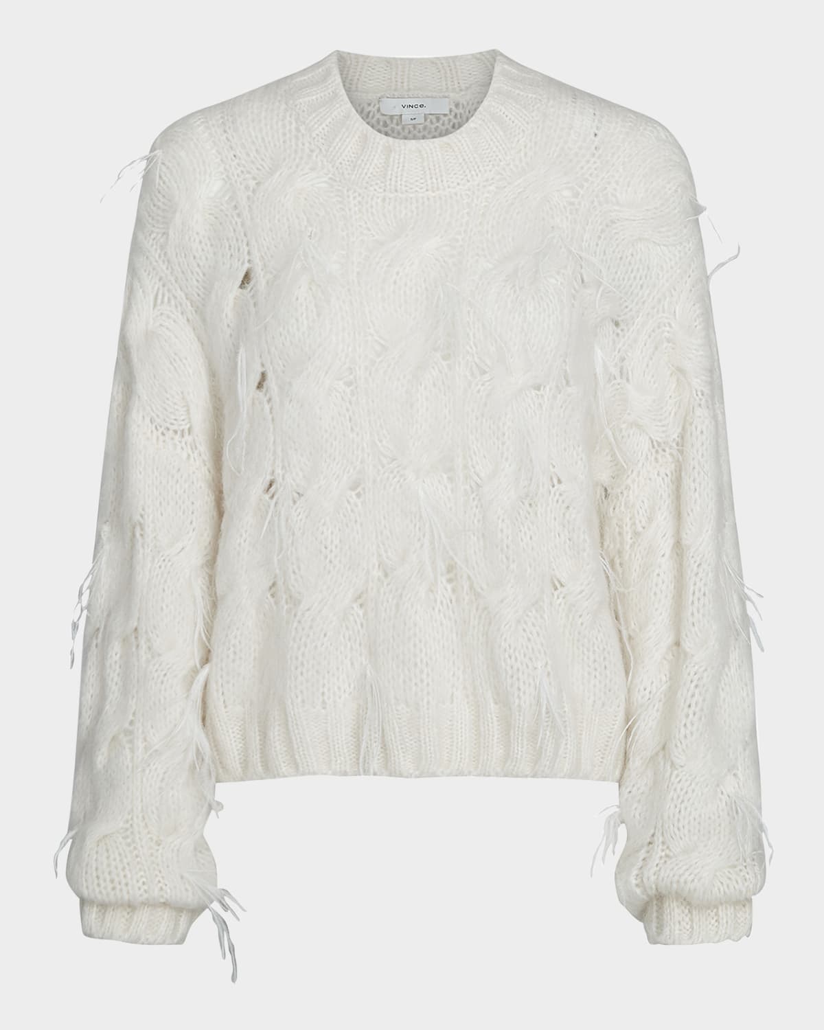 Vince Feather Detail Alpaca Blend Cable Sweater In Off White