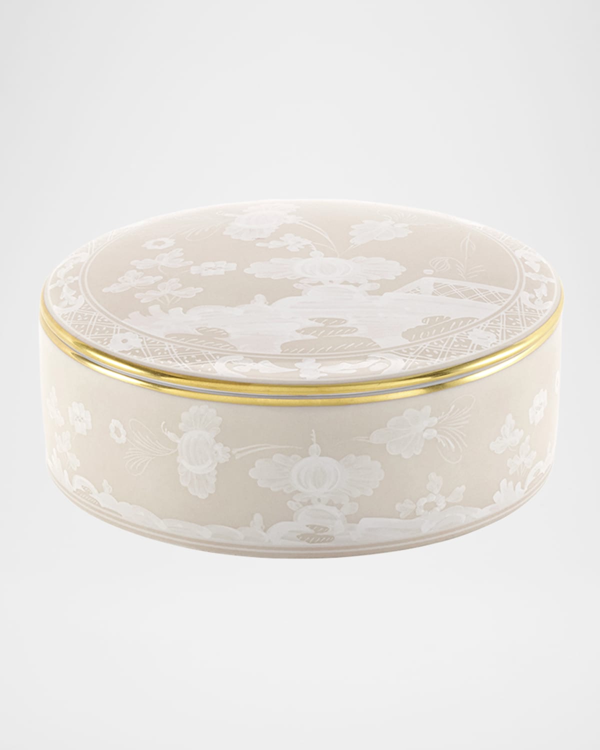 Ginori 1735 Oriente Italiano Meringa Trinket Box With Cover In Oi Meringa