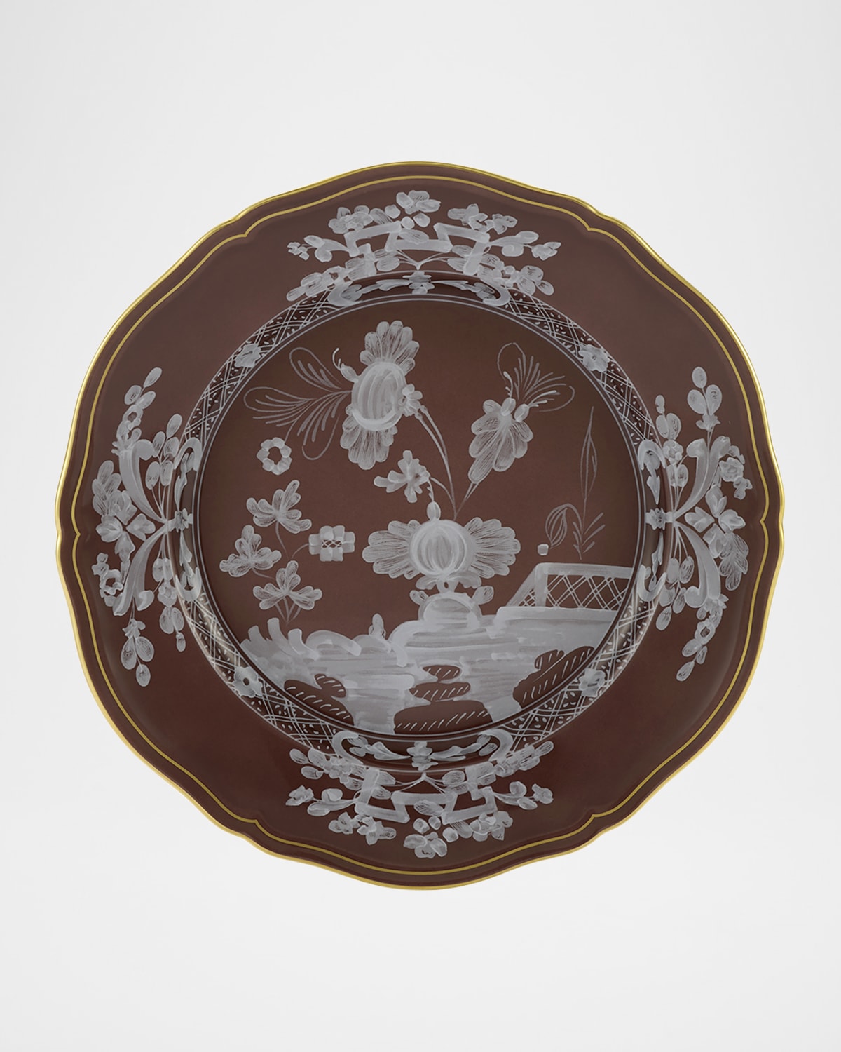 Ginori 1735 Oriente Floral-patterned Decorative Plate In Oi  Castagna