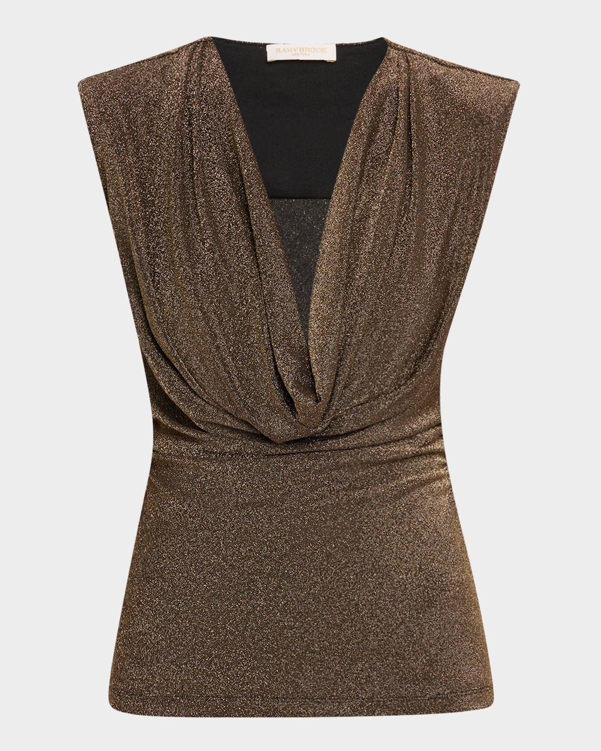RAMY BROOK CONSUELA METALLIC COWL-NECK BLOUSE 