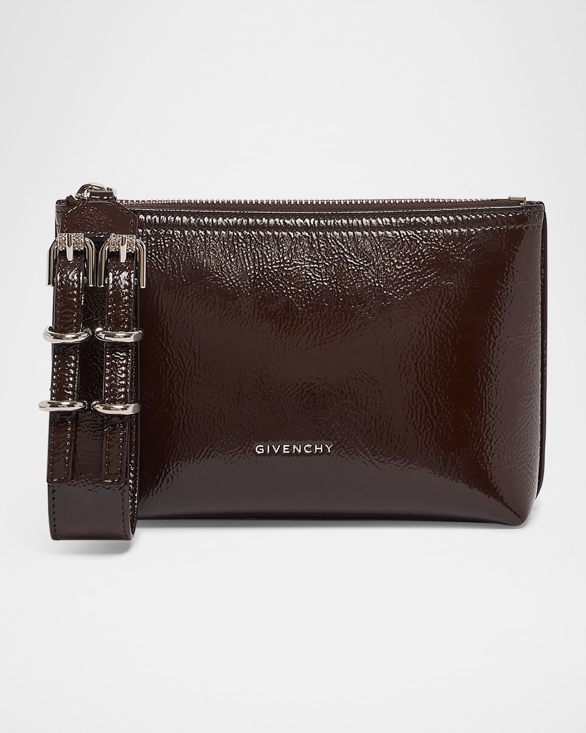 Voyou Small Pouch Bag in Shiny Crinkled Leather