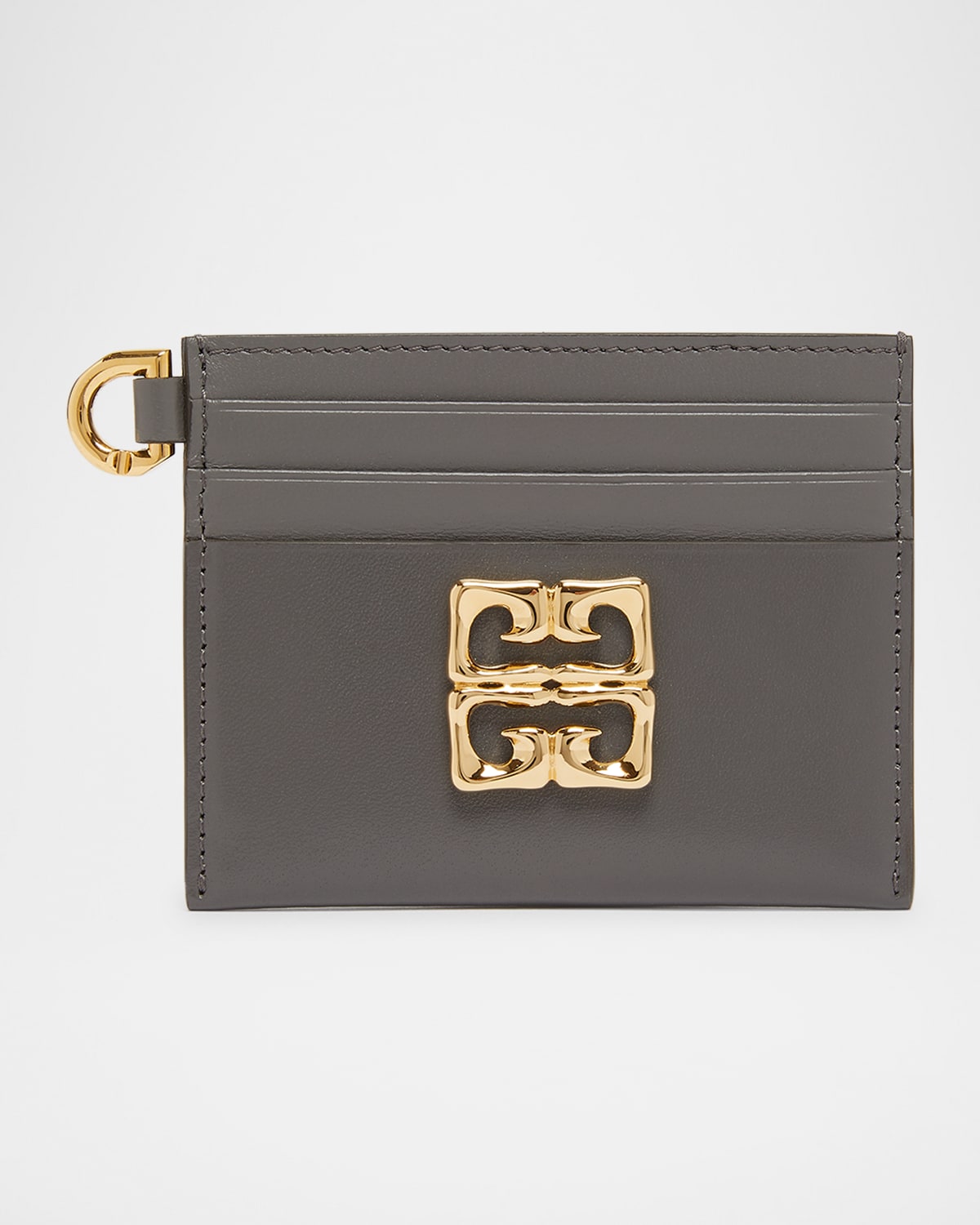 Givenchy 4g Liquid Card Holder In Leather In Charcoal