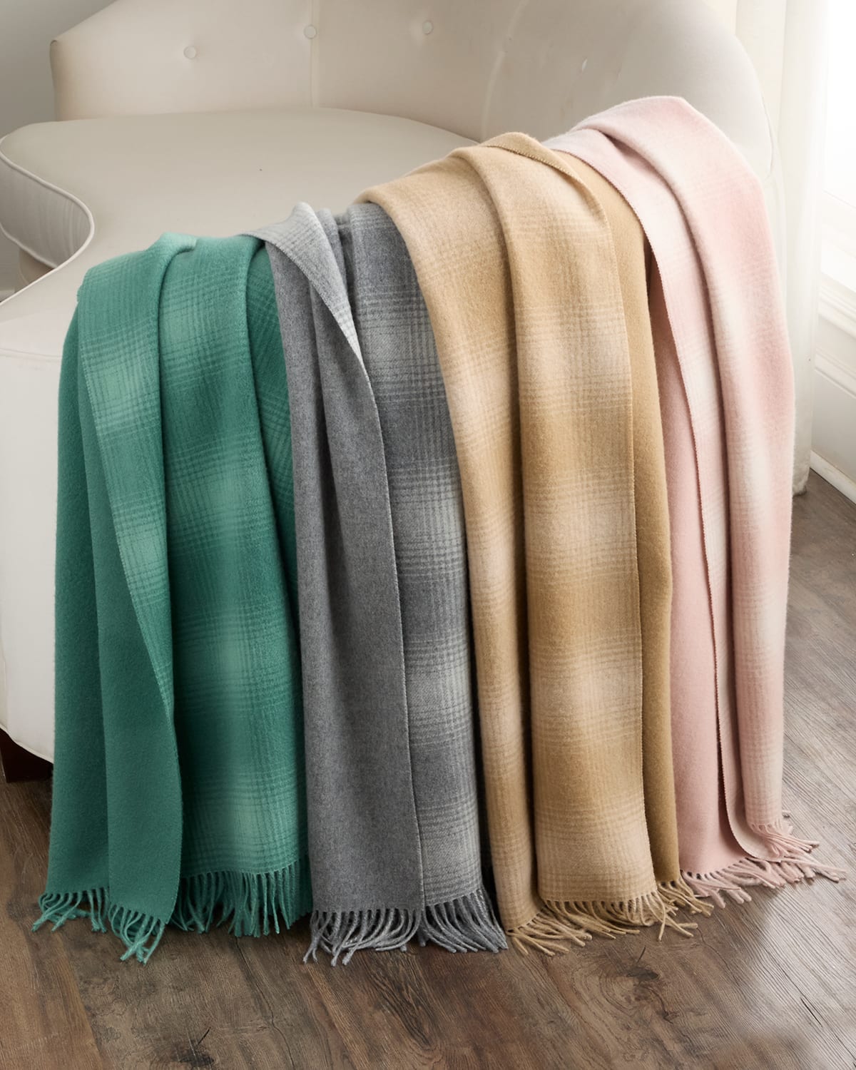 Vince Cashmere Shadow Plaid Throw Blanket, 50" X 70" In 453trq