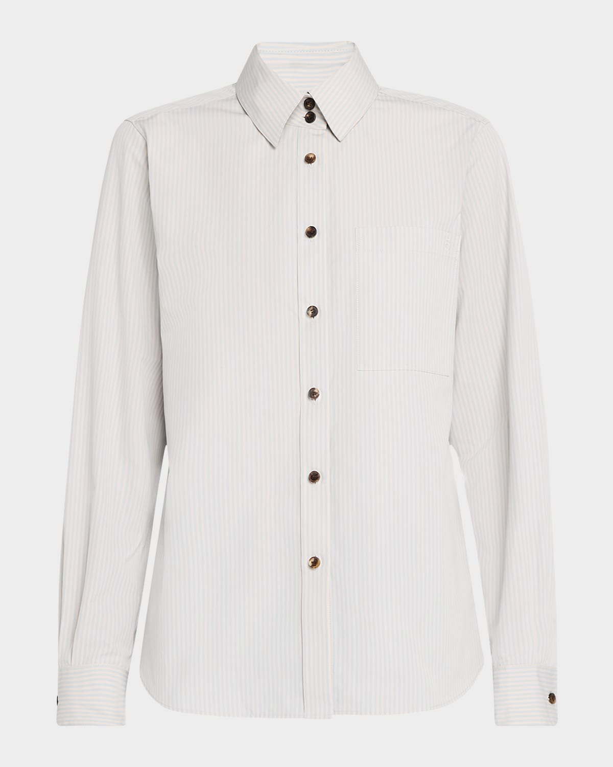 LAFAYETTE 148 BUTTON-DOWN STRIPED COTTON SHIRT 