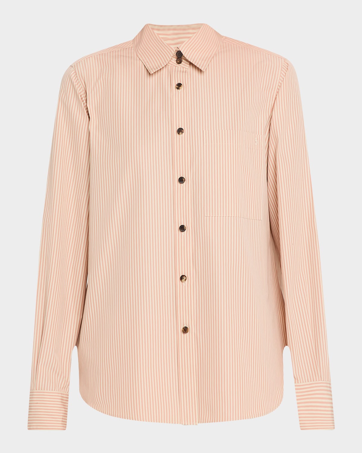 LAFAYETTE 148 BUTTON-DOWN STRIPED COTTON SHIRT 