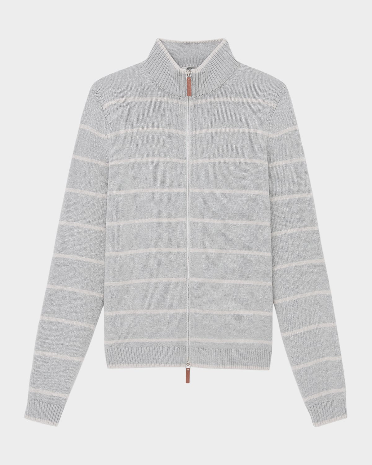 Striped Zip-Front Knit Jacket
