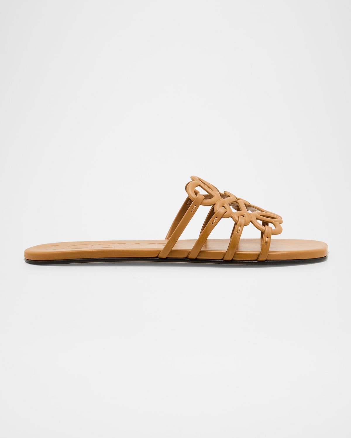 Loewe Anagram Petal Slides In Camel Leather In Multi