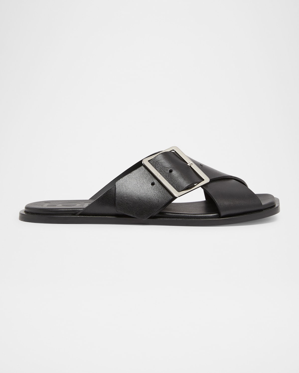 LOEWE PETAL LEATHER CRISSCROSS BUCKLE SLIDE SANDALS 