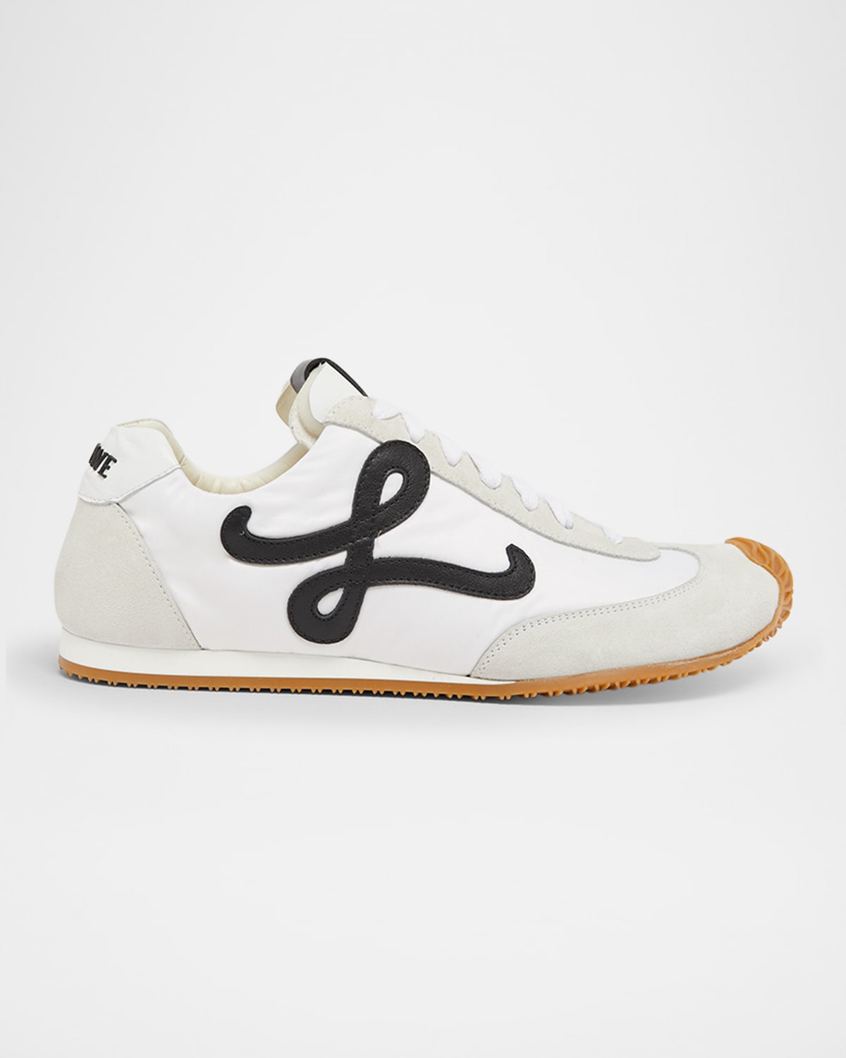 Loewe Women White Canvas And Suede Ballet Runner 2.0 Sneakers In White/black