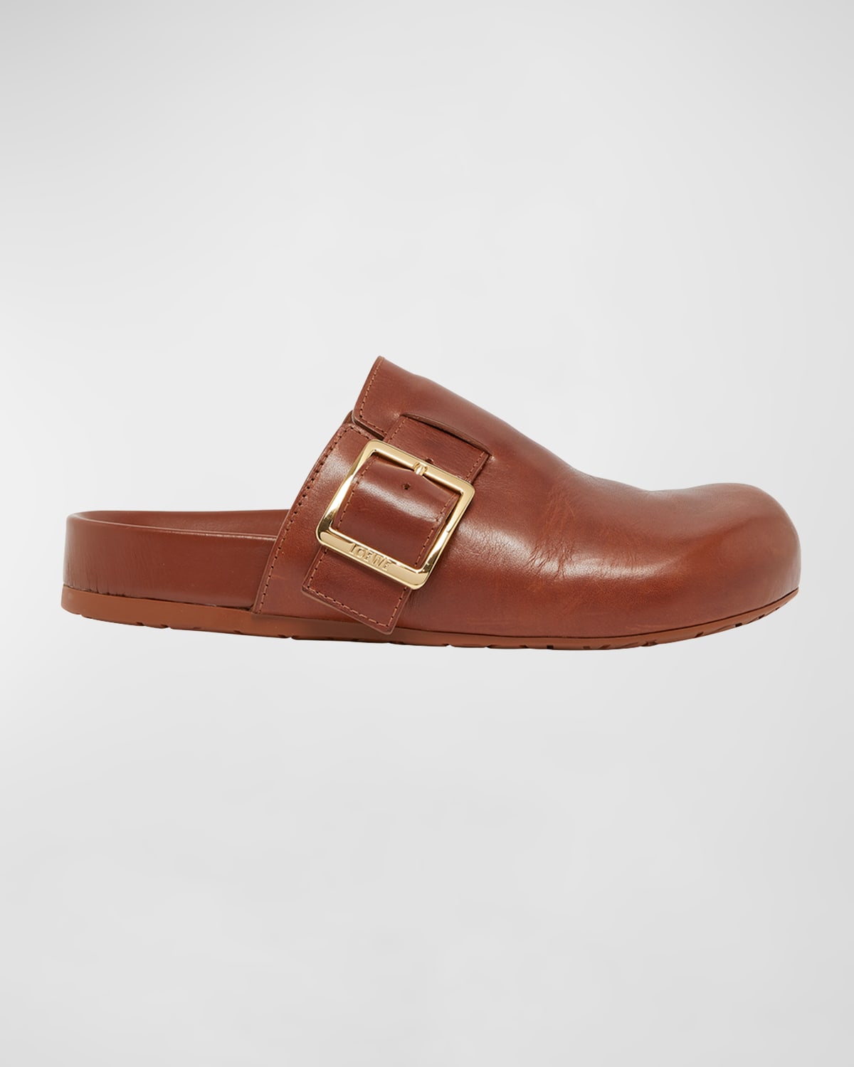 Loewe Leather Buckle Mules In Brown