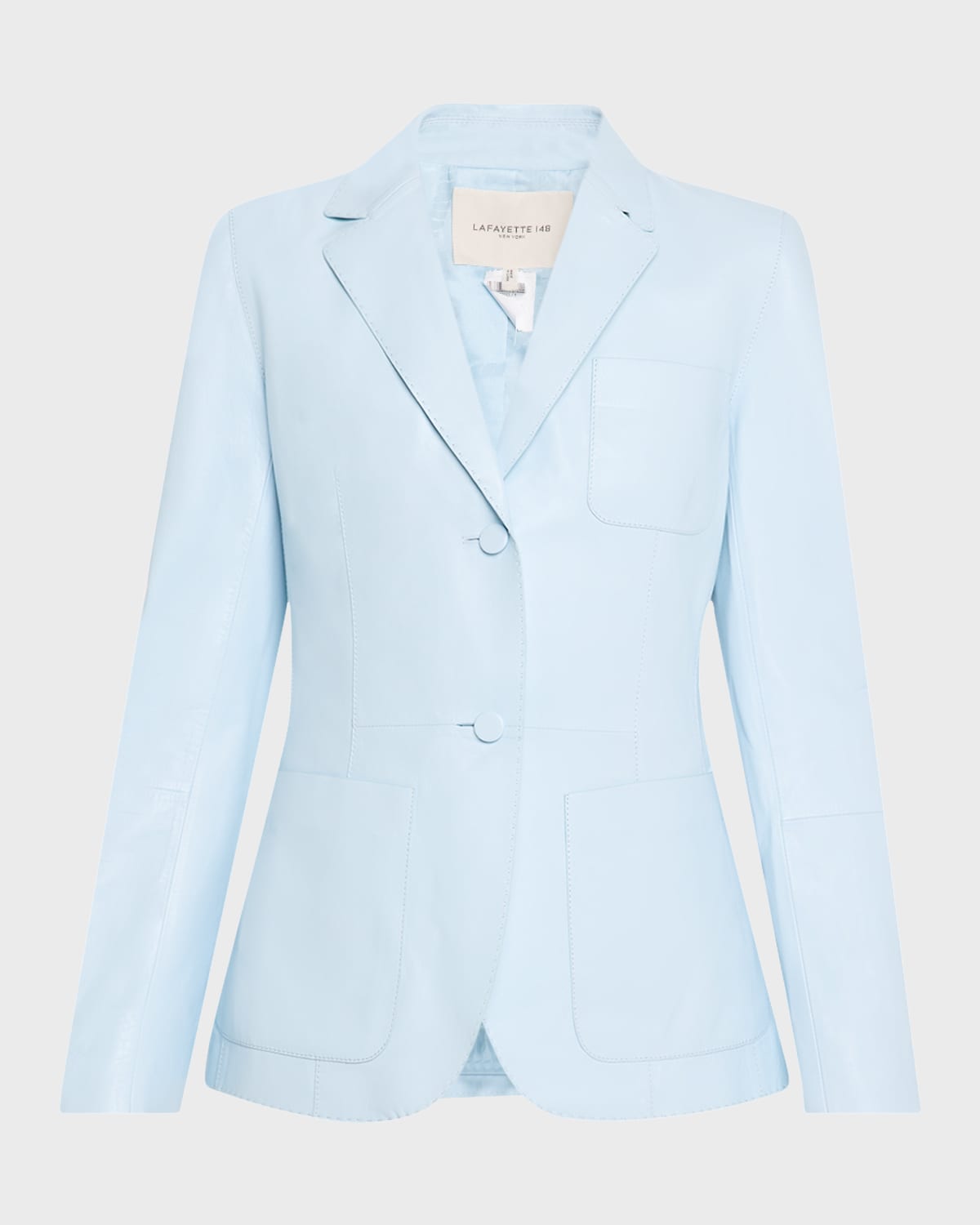Single-Breasted Leather Blazer