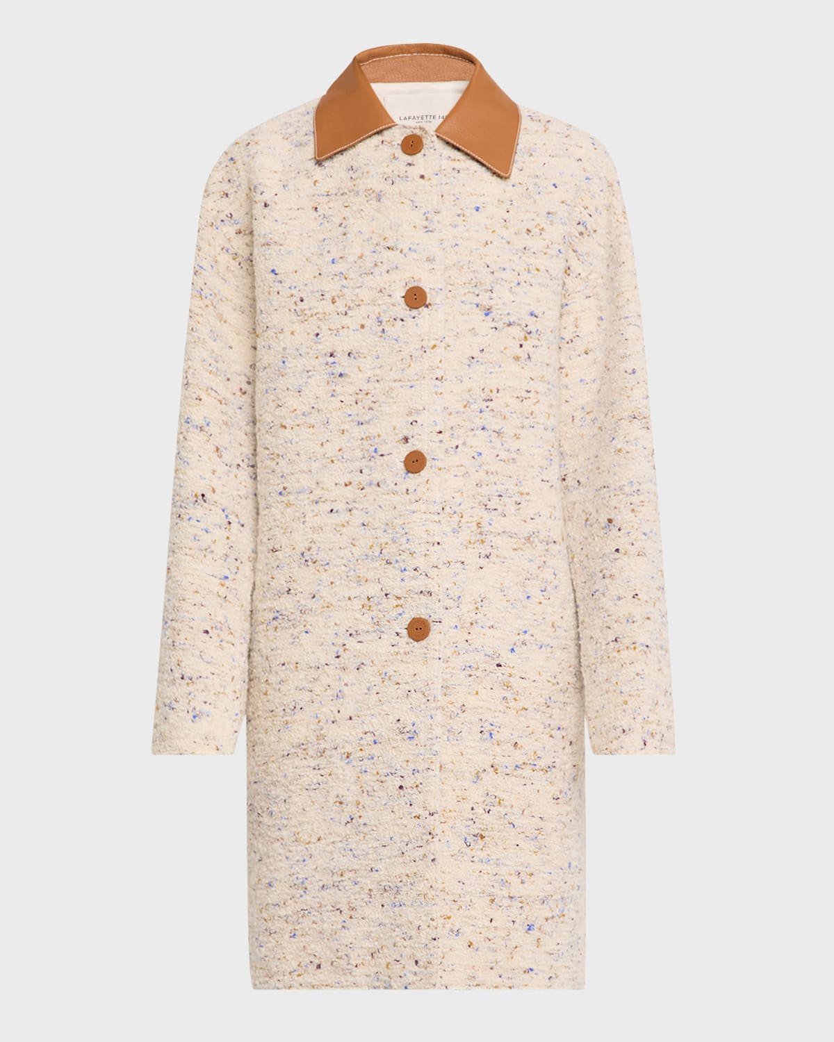 Leather-Collar Boucle Coat