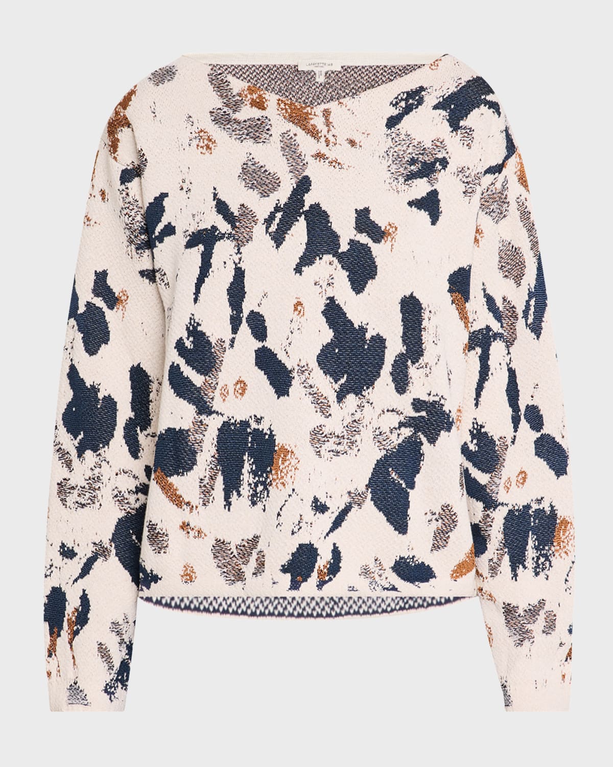 Lafayette 148 Paint Splatter Jacquard Knit Sweater In Creme Multi