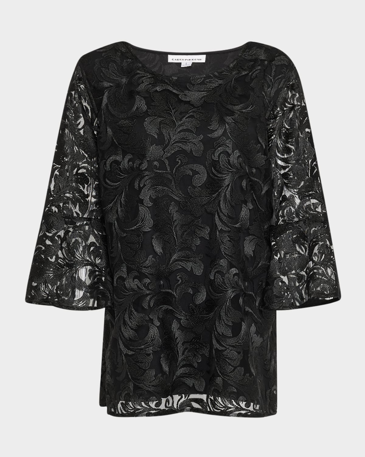 Caroline Rose Plus Plus Size Bella Soiree Lace Tunic In Black/black