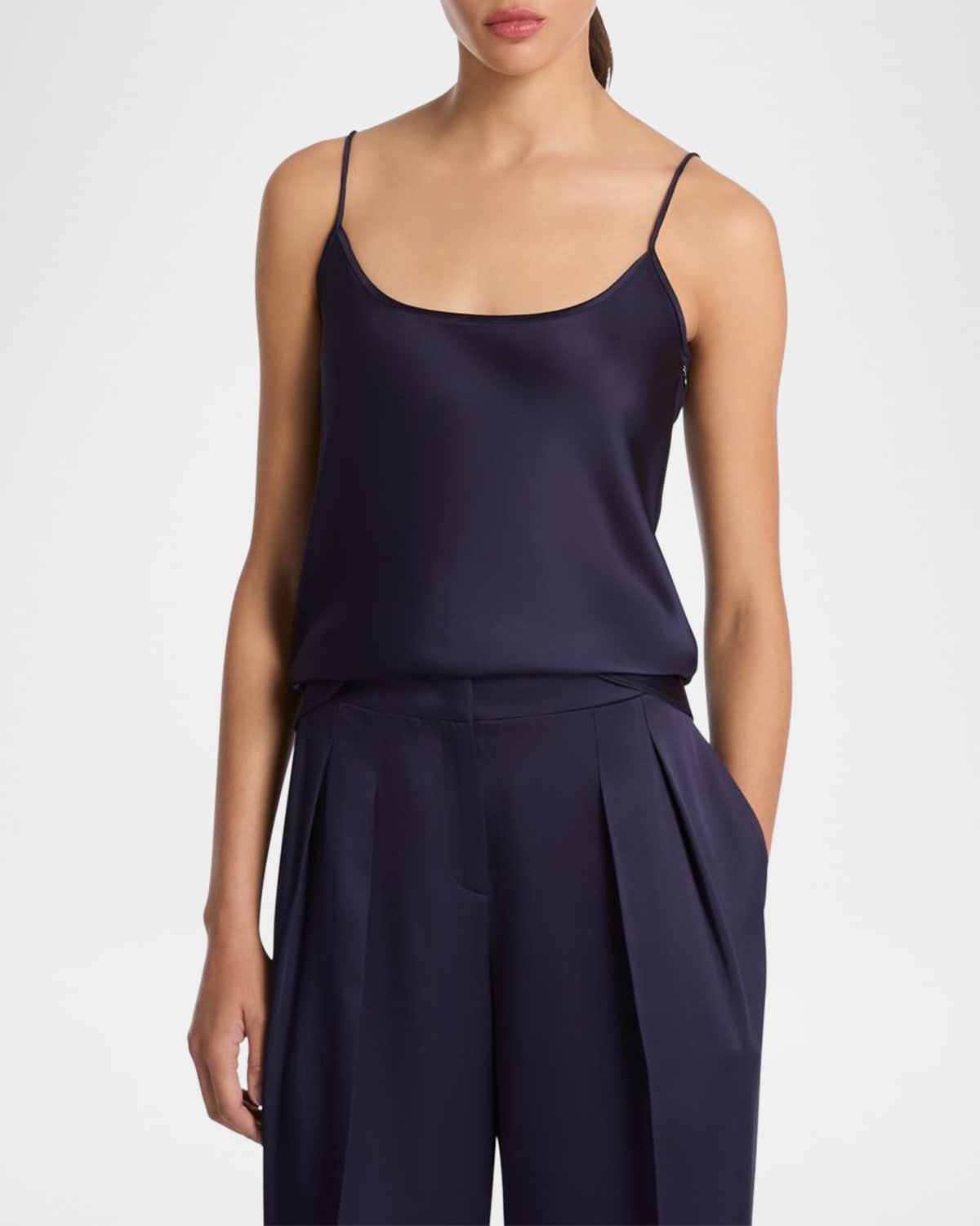 Scoop-Neck Double Satin Charmeuse Cami