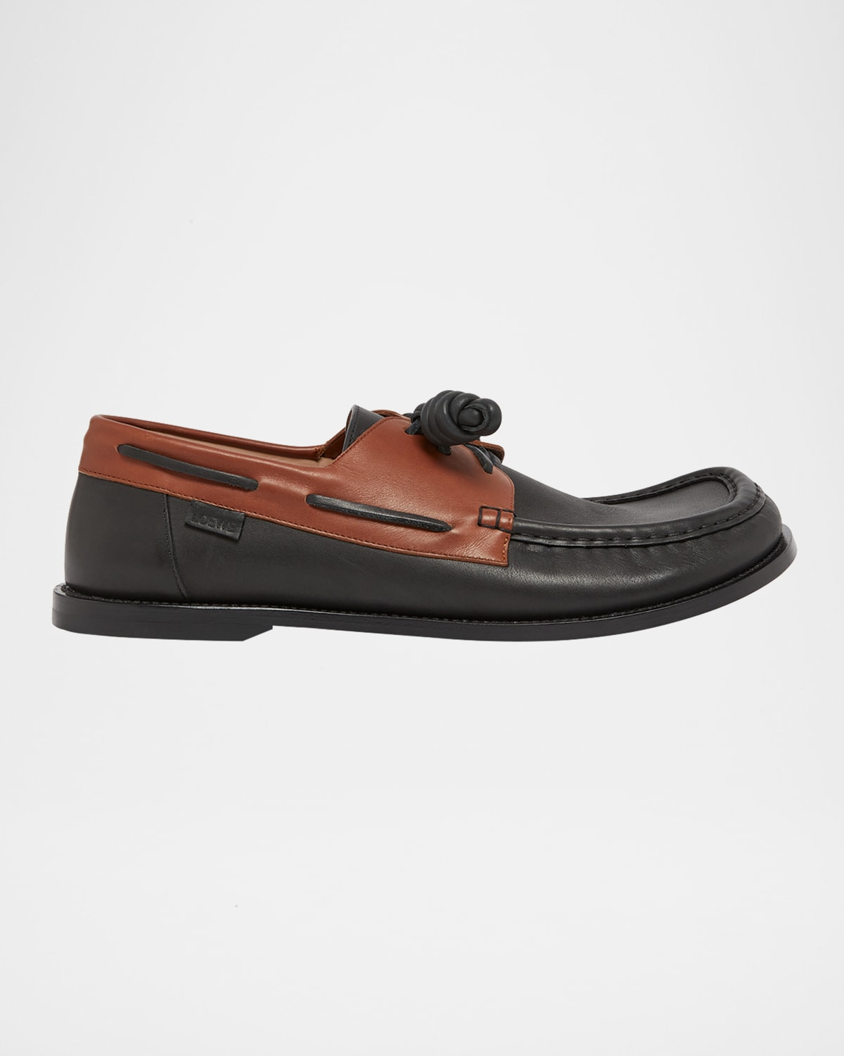 Loewe Sculpted Black Leather Shoes With Brown Accents In Black/brown