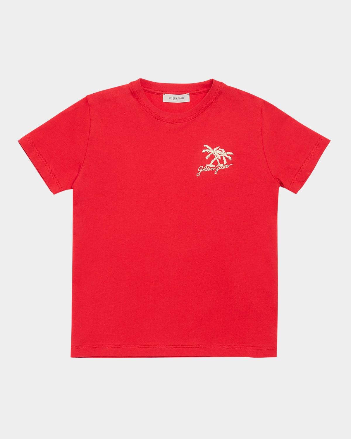 GOLDEN GOOSE BOY'S JOURNEY EMBROIDERED LOGO-PRINT T-SHIRT 