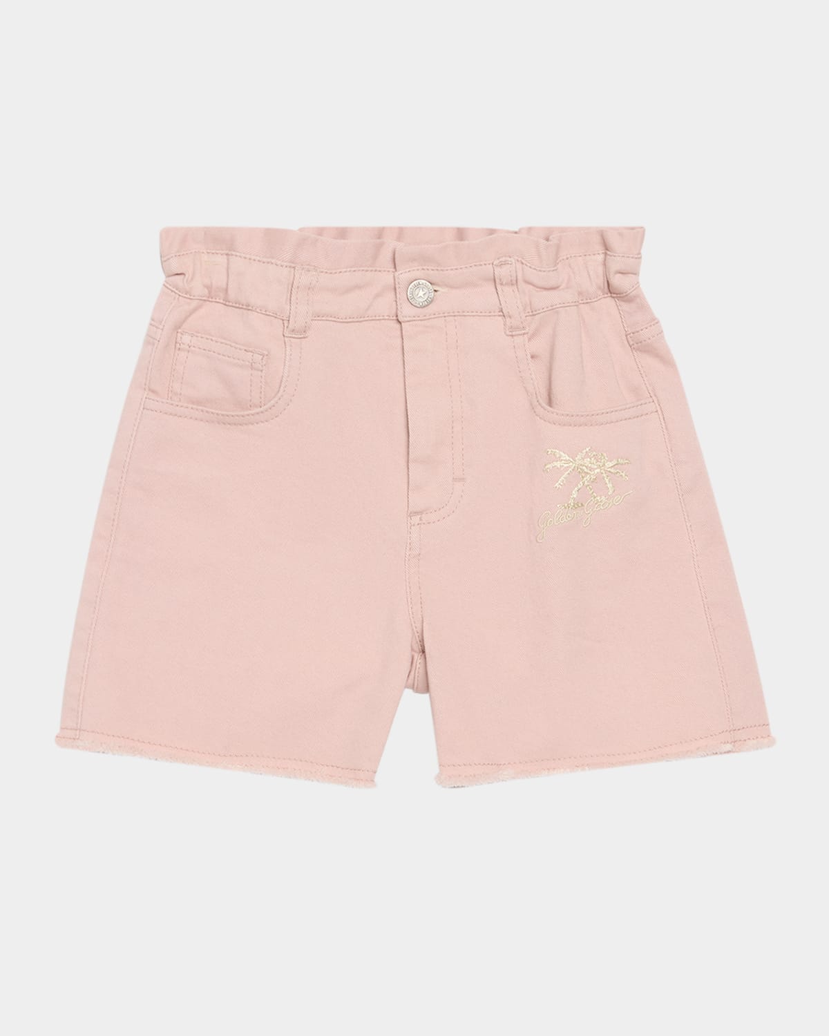 Golden Goose Girl's Journey Logo Embroidered Shorts In Shadow Gray