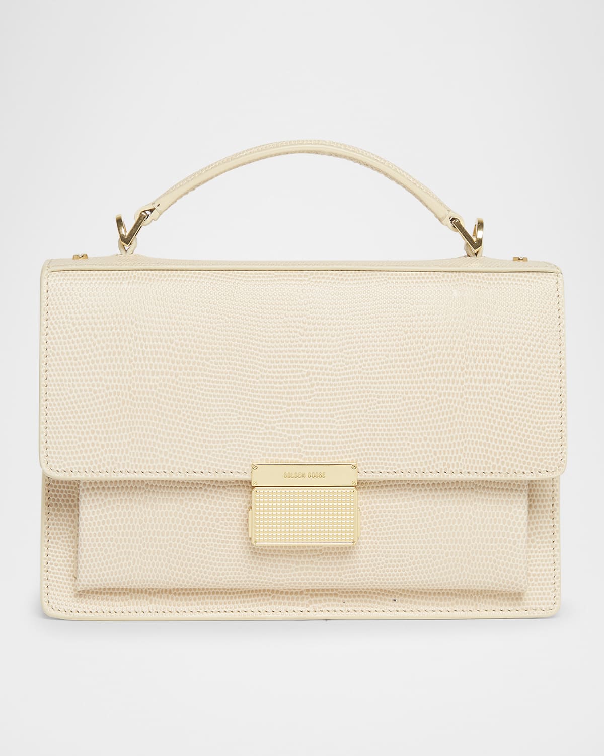 Golden Goose Venezia Lizard-embossed Leather Crossbody Bag In Vanilla