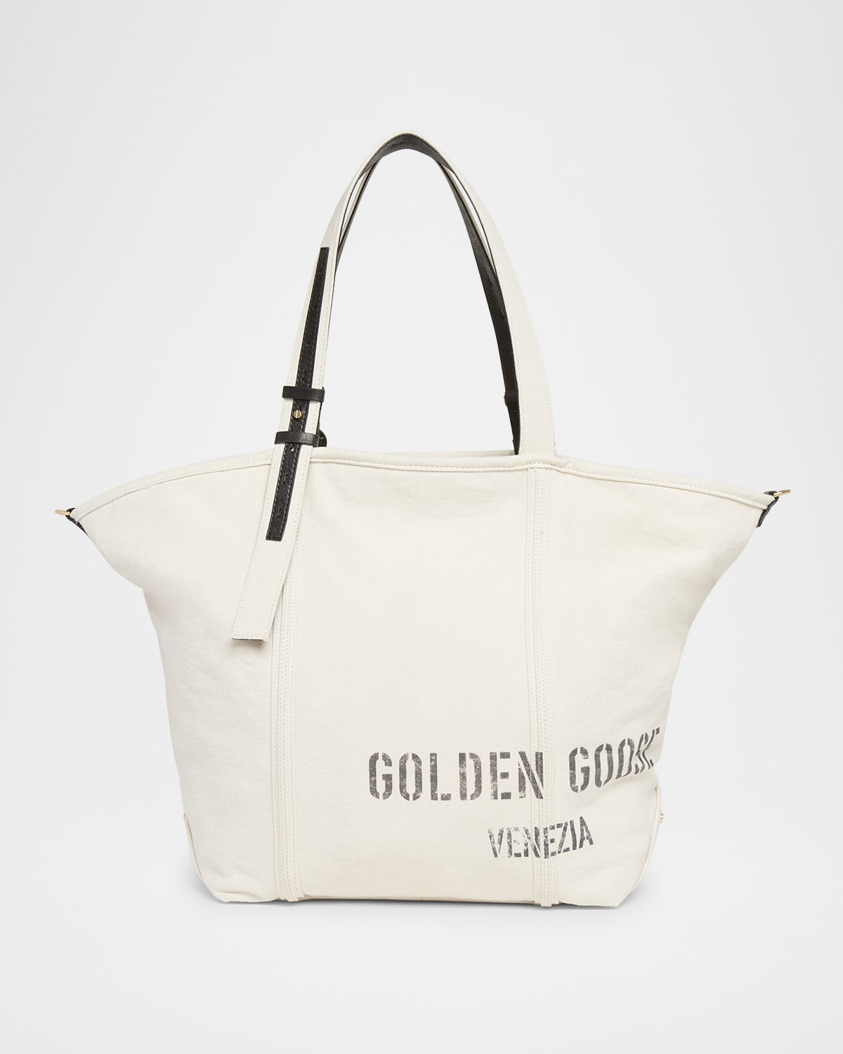Golden Goose Spacious Beige Handbag With Dual Handles And Adjustable Strap In Ecru