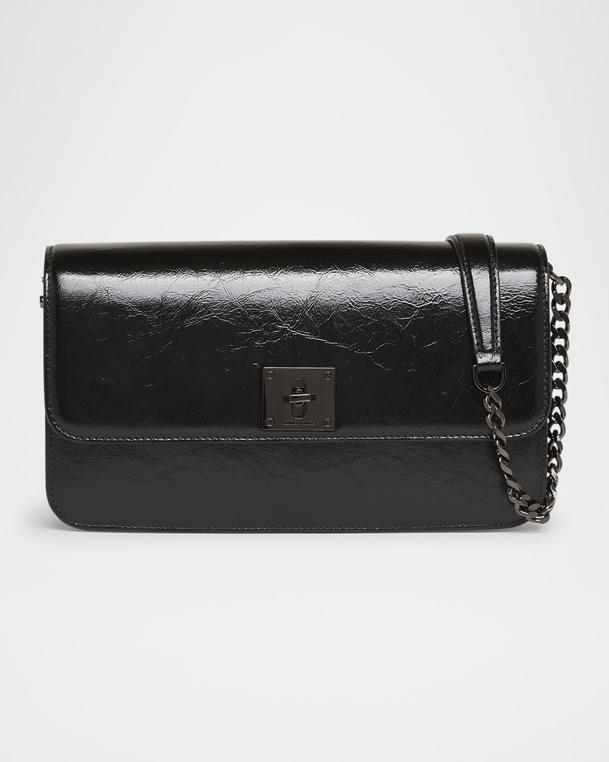 Golden Goose Gioia Shiny Wavy Leather Shoulder Bag In Black