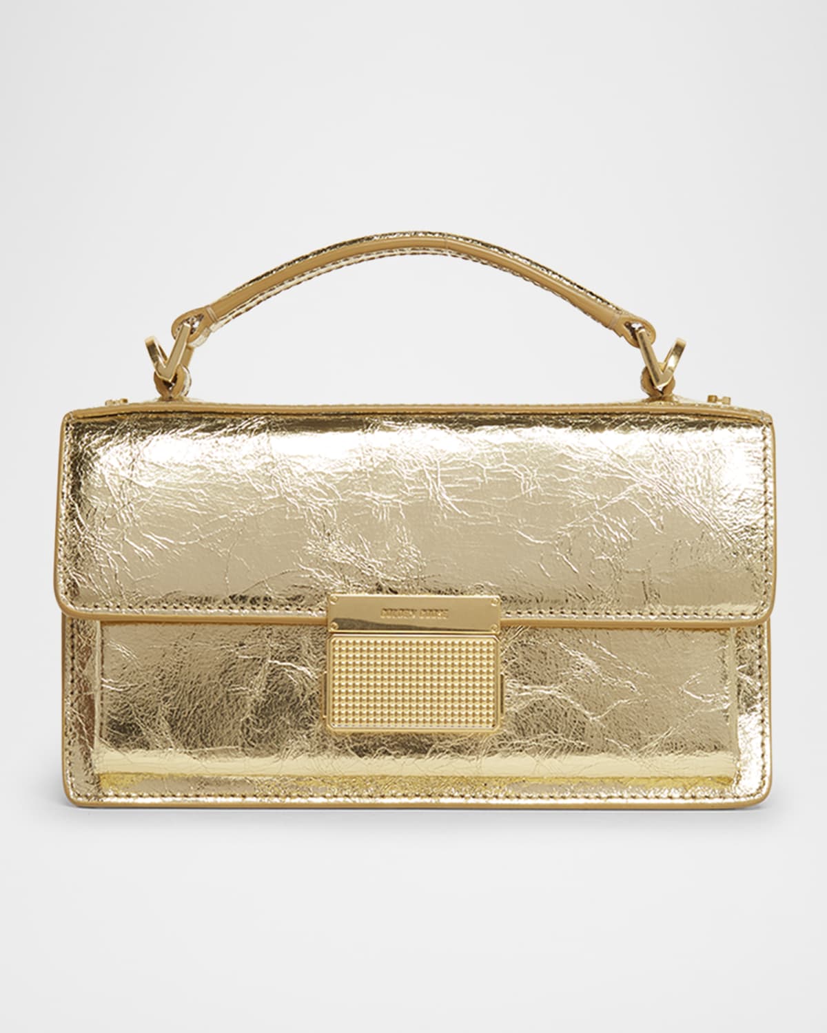 Golden Goose Venezia Small Shiny Wavy Leather Crossbody Bag In Light Gold Metal